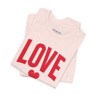 Love Heart Tee — Bold Red 'LOVE' Graphic T-Shirt - Fitkitty Culture Athleisure Wear, Yoga Wear &  Women's Clothing