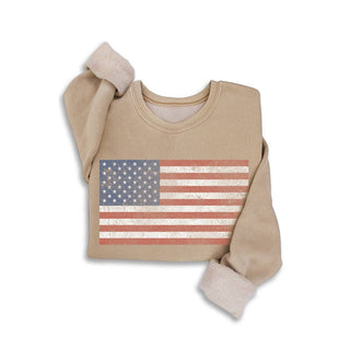 Vintage Americana Flag Fleece Sweatshirt - Fitkitty Culture Athleisure Wear, Yoga Wear &  Women's Clothing