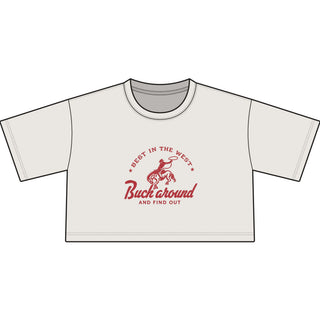 Cropped Tee — "Buck Around" Western Rodeo Graphic