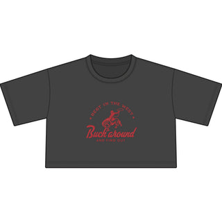 Cropped Tee — "Buck Around" Western Rodeo Graphic