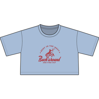 Cropped Tee — "Buck Around" Western Rodeo Graphic