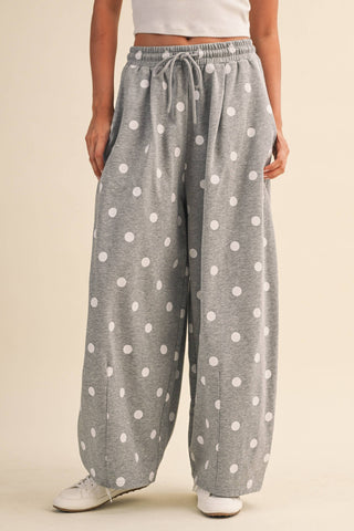Polka Dot Barrel Leg Sweatpants, view 20 | Fitkitty Culture®