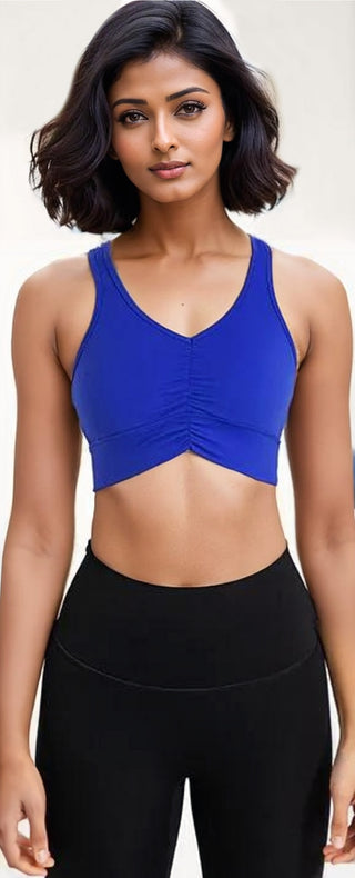 V Neck Brushed Fabric Scrunch Front Yoga Bras, Sports Bra, Fitkitty Culture, Fitkitty Culture