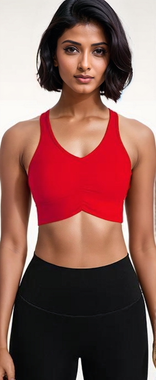 V Neck Brushed Fabric Scrunch Front Yoga Bras, Sports Bra, Fitkitty Culture, Fitkitty Culture