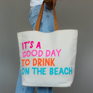 Cream Drink On The Beach Tote - Fitkitty Culture Athleisure Wear, Yoga Wear &  Women's Clothing