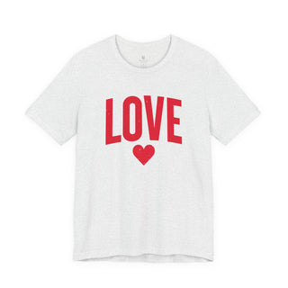 LOVE Heart Graphic Tee in white with red lettering, product view 3
