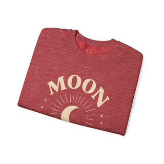 Moon Tribe Crewneck Sweatshirt — Celestial Moon Graphic Pullover - Jewel Tones