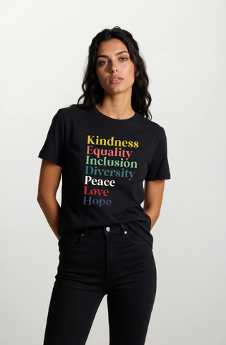 Kindness Equality Inclusion Diversity Peace Love Hope T-Shirt - Fitkitty Culture Athleisure Wear, Yoga Wear &  Women's Clothing