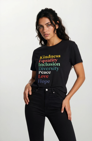 Kindness Equality Inclusion Diversity Peace Love Hope T-Shirt - Fitkitty Culture Athleisure Wear, Yoga Wear &  Women's Clothing