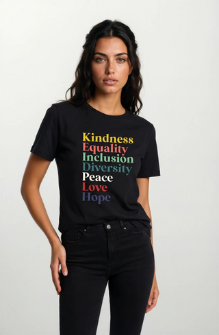 Kindness Equality Inclusion Diversity Peace Love Hope T-Shirt - Fitkitty Culture Athleisure Wear, Yoga Wear &  Women's Clothing