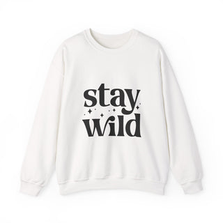 Stay Wild Crewneck Sweatshirt — Minimal Monochrome Graphic Pullover - Fitkitty Culture Athleisure Wear, Yoga Wear &  Women's Clothing