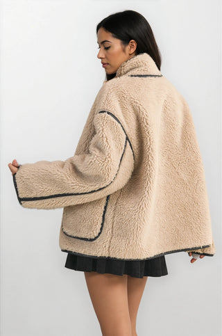 IJ1555 REVERSIBLE SHERPA JACKET WITH SUEDE CONTRAST - Fitkitty Culture Athleisure Wear, Yoga Wear &  Women's Clothing