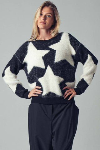 Starry  Fuzzy Knit Sweater