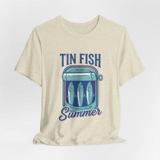 Tin Fish Summer Tee | Retro Coastal, Hand-Drawn Beach Graphic