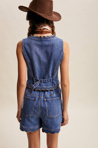 Scallop Trim Stretch Denim Vest LVT030 - Fitkitty Culture Athleisure Wear, Yoga Wear &  Women's Clothing