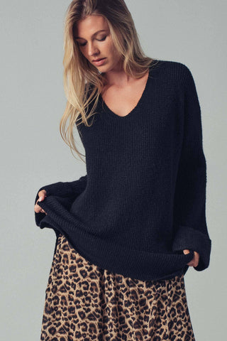 Oversized Knit V-Neck Sweater Tunic Top - Fitkitty Culture Athleisure Wear, Yoga Wear &  Women's Clothing