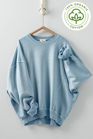 Organic Cotton Crew Neck Comfort Washed Sweatshirt