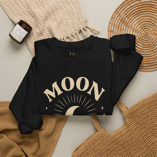 Moon Tribe Crewneck Sweatshirt — Celestial Moon Graphic Pullover - Jewel Tones
