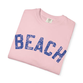 Beach Graphic T-Shirt – Vintage Blue "BEACH" Print