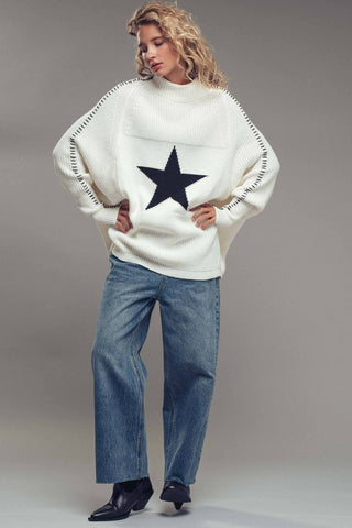 Star Knit Oversized Sweater Top - Fitkitty Culture Athleisure Wear, Yoga Wear &  Women's Clothing
