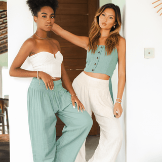 Sage Wide Leg Cotton Pants, view 5 | Fitkitty Culture®