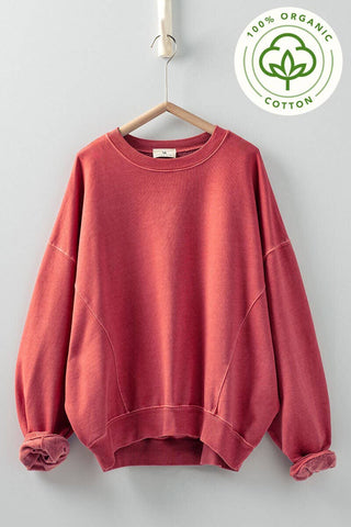Organic Cotton Crew Neck Comfort Washed Sweatshirt