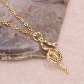 Gold Crystal Looping Snake Necklace - Fitkitty Culture Athleisure Wear, Yoga Wear &  Women's Clothing