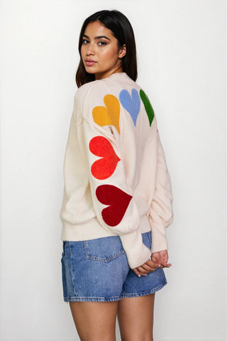 Rainbow Heart Shaped Patch Sweater