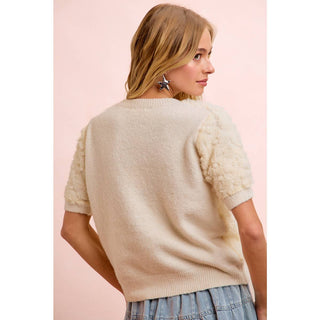 Ivory Bloom 3D Floral Knit Top