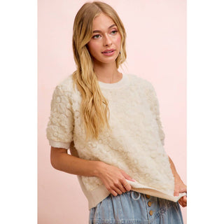 Ivory Bloom 3D Floral Knit Top