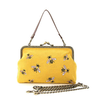 Bee Charm Kisslock Bag – Vintage-Inspired Handbag with Detachable Straps