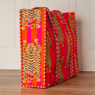 Quilted Tote with Feline Designs