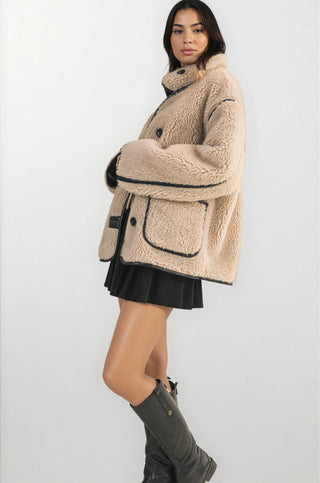 Reversible Sherpa + Suede Contrast Jacket - Fitkitty Culture Athleisure Wear, Yoga Wear &  Women's Clothing