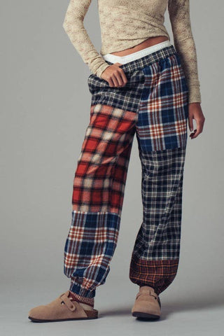 Mixed Plaid Patchwork Boho Jogger Pants - Fitkitty Culture Athleisure Wear, Yoga Wear &  Women's Clothing