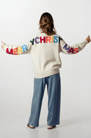 Merry Christmas Lettering Knit Sweater - Fitkitty Culture Athleisure Wear, Yoga Wear &  Women's Clothing