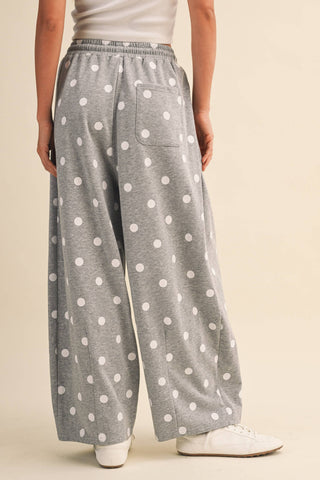 Polka Dot Barrel Leg Sweatpants, view 23 | Fitkitty Culture®