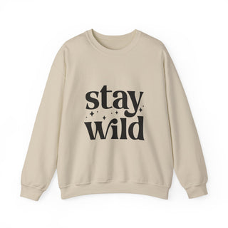 Stay Wild Crewneck Sweatshirt — Minimal Monochrome Graphic Pullover - Fitkitty Culture Athleisure Wear, Yoga Wear &  Women's Clothing