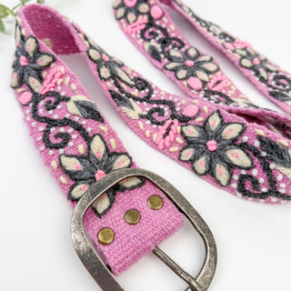 Pink Magnolia Wide Embroidered Belt - Fitkitty Culture Athleisure Wear, Yoga Wear &  Women's Clothing