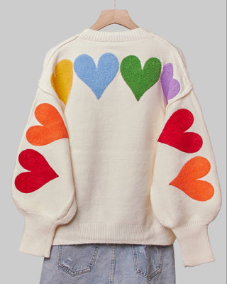 Rainbow Heart Shaped Patch Sweater