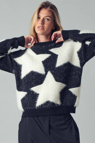 Starry  Fuzzy Knit Sweater