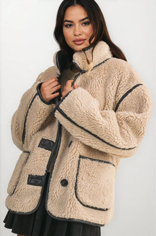 Reversible Sherpa + Suede Contrast Jacket - Fitkitty Culture Athleisure Wear, Yoga Wear &  Women's Clothing