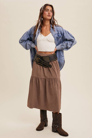 Heart Detail Oversized Denim Shirt