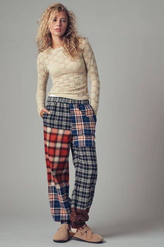 Mixed Plaid Patchwork Boho Jogger Pants - Fitkitty Culture Athleisure Wear, Yoga Wear &  Women's Clothing