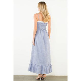 Coastal Brunch Gingham Smocked Maxi Dress