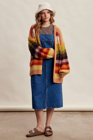 Rainbow Hand-Crochet Open Cardigan