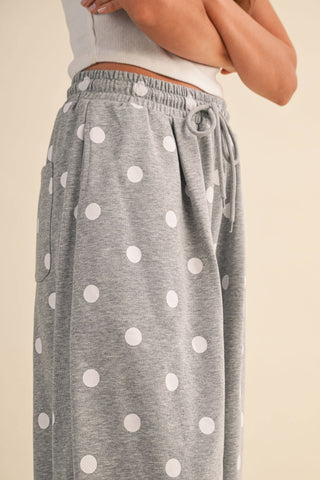 Polka Dot Barrel Leg Sweatpants, view 24 | Fitkitty Culture®