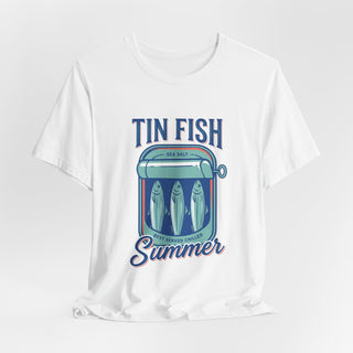 Tin Fish Summer Tee | Retro Coastal, Hand-Drawn Beach Graphic
