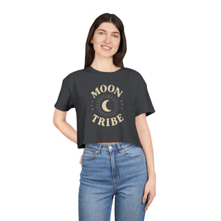Moon Tribe Crop Tee — Celestial Women's Graphic Shirt