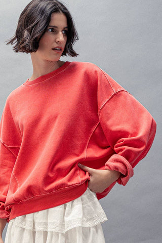 Organic Cotton Crew Neck Comfort Washed Sweatshirt