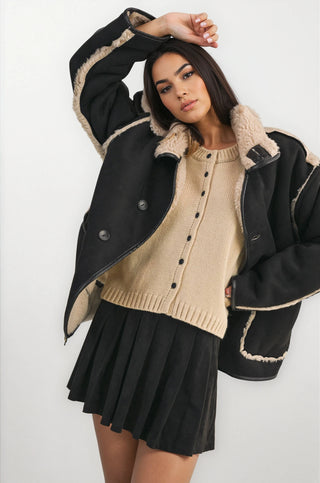 IJ1555 REVERSIBLE SHERPA JACKET WITH SUEDE CONTRAST - Fitkitty Culture Athleisure Wear, Yoga Wear &  Women's Clothing